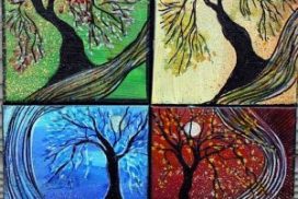 Un mismo árbol coloreado con los tonos de los arquetipos elementales que se utilizan, también, en coaching transpersonal.