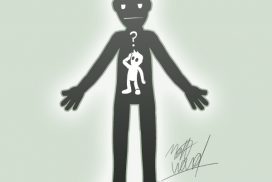 Dibujo de la silueta de un hombre y, en su interior, la silueta de un niño con un interrogante. 