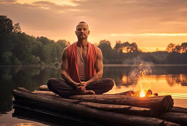Un home assegut meditant i somrient , la fenomenologia en coaching ens convida a viure el que és