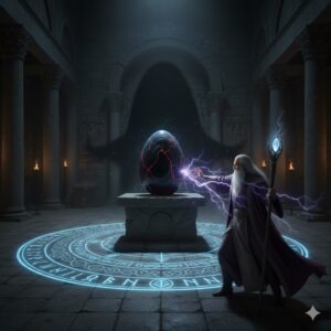 Un mag de l'edat mitjana en un ritual de desterrament. 