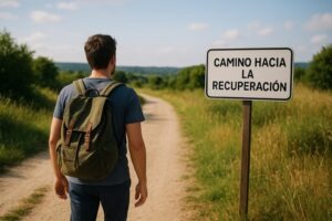 Un joven recorre un sendero para decir adiós a una adicción. 