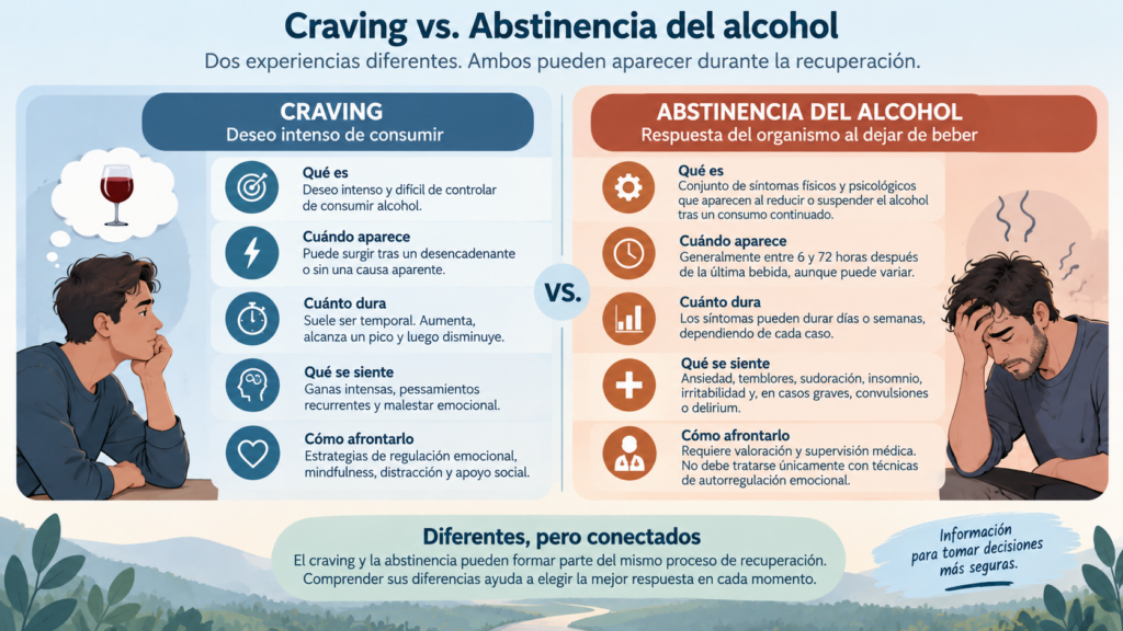 infografía sobre las diferencias entre el "mono" y el impulso a consumir