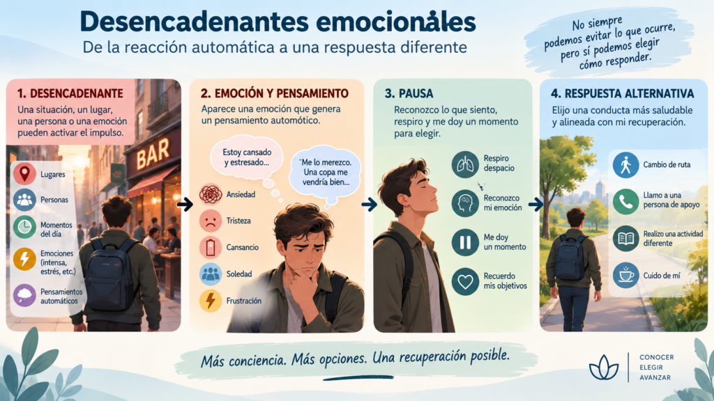 infografía sobre los pasos para gestionar los desencadenantes emocionales